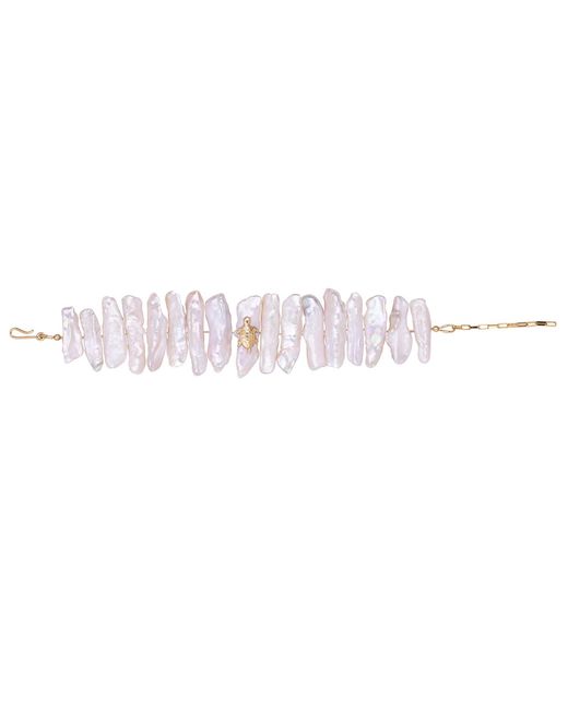 Oana Savu Pink Filled Fine Pearls Bracelet Sea Turtle Charm