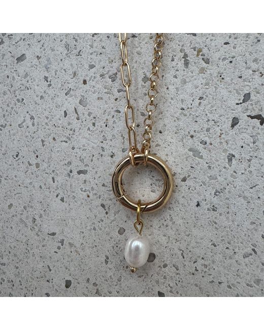 My Little Nature Metallic Freshwater Pearl And Plated Circle Necklace