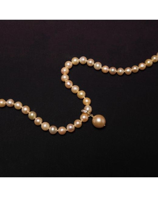Ninemoo Metallic Belle Bow Signature Pearl Necklace