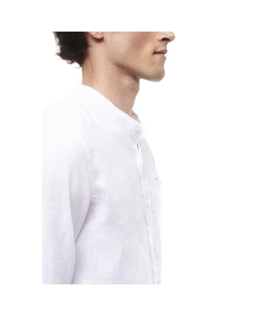 Haris Cotton White Slim Fit Mandrin Neck Linen Shirt for men