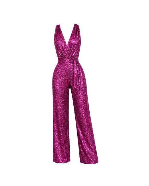 Richa Sharma Purple Handmade Pleated Jumpsuit