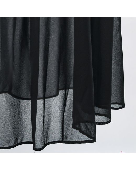 Smart and Joy Black Long Ruffle Chiffon Dress