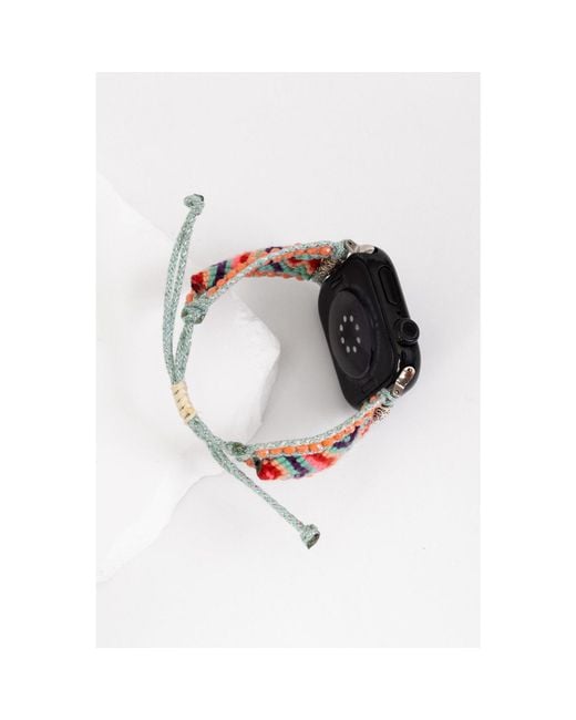 Saachi Black Woven Beaded Apple Watch Band