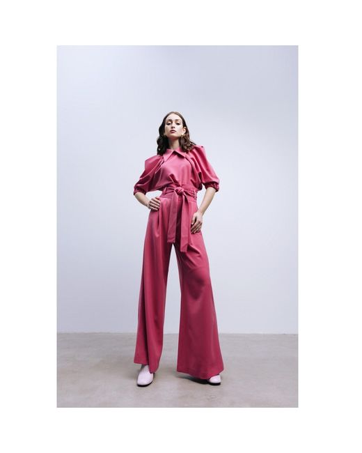 Julia Allert Pink Designer Puff Sleeve Blouse –