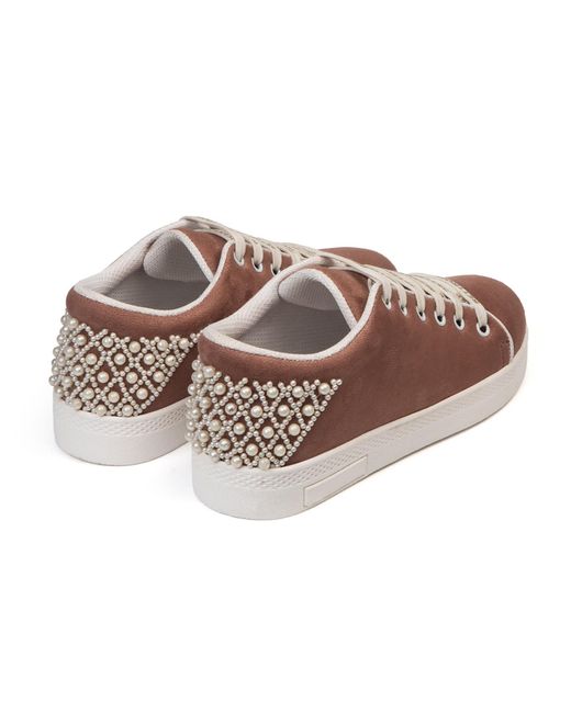 Rettrose Pink Elena Luxury Desert Storm Suede Handmade Embellished Tennis Shoe