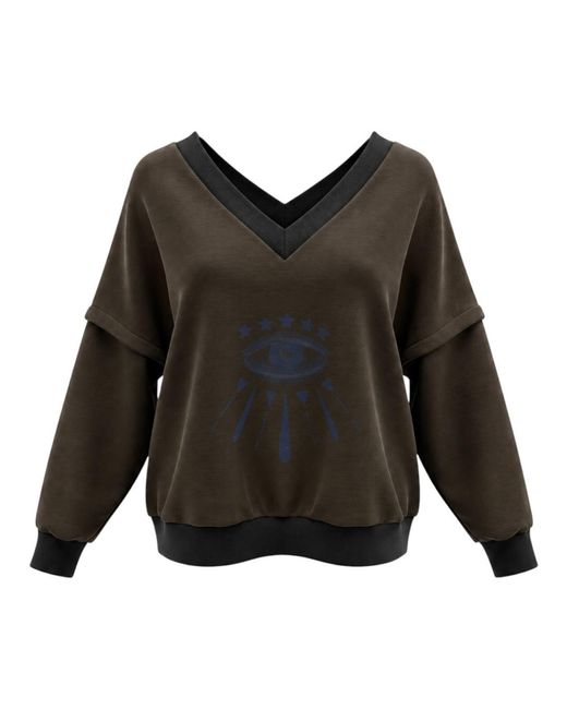 BEIRA Black Victoria V-Neck Sweatshirt – Starry Eye Khaki