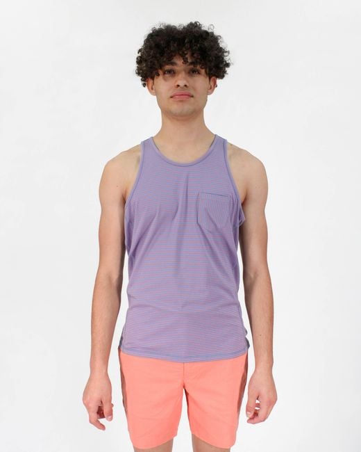 Lords of Harlech Purple Tristan Blue Stripe Pocket Tank for men