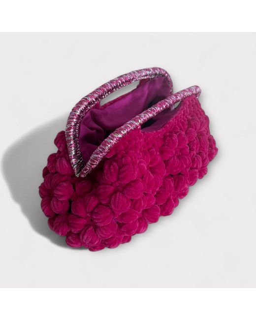 Springmoonatelier Purple Handmade Fuchsia Velvet Crochet Designer Bag – A Unique And Statement-Made Piece