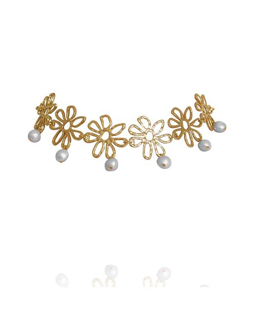 Eyeconic by Samar Ajram Metallic Esme Flower Pearl Necklace