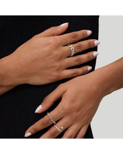 Vanhi Metallic Crystal Link Ring
