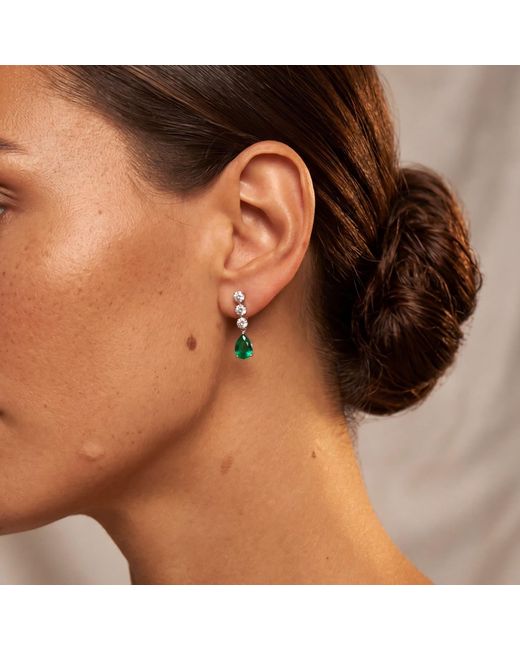 Latelita London Green Delphine Colombian Emerald Triple Drop Earrings