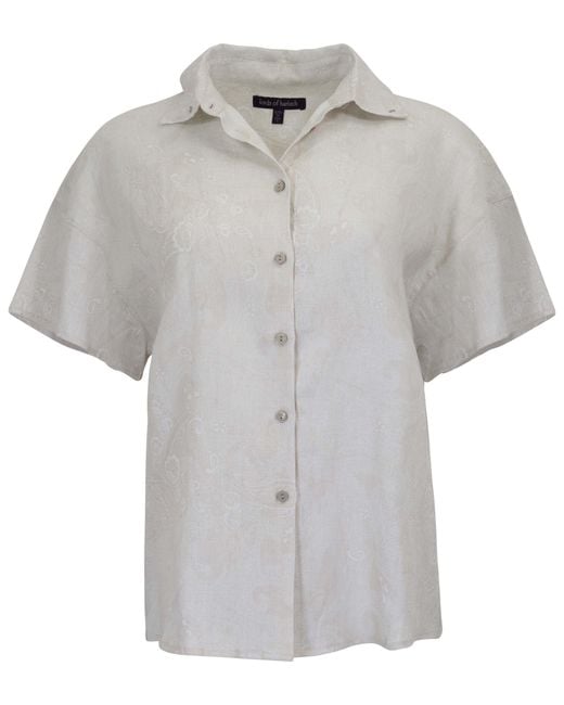 Lords of Harlech Gray Neutrals Lara Paisley Explosion Ivory Linen Printed Shirt