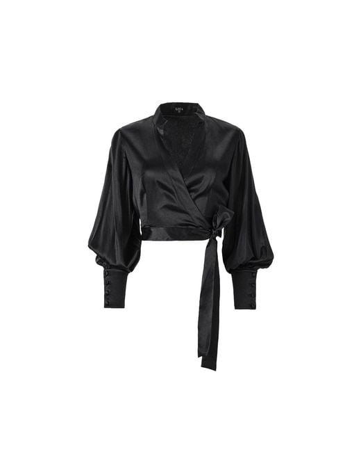 Lita Couture Black Wrap Around Blouse