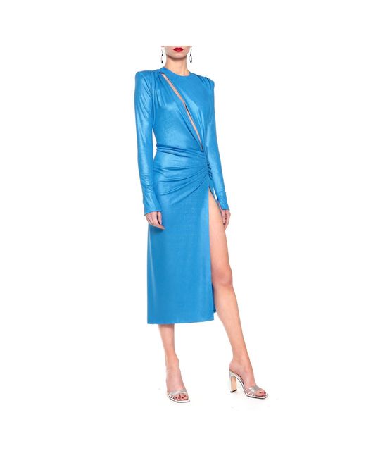 AGGI by HALEWSKI Blue Adriana Aster Midi Evening Dress
