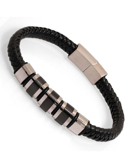 Ebru Jewelry Black Fashion Style Leather & Bracelet for men