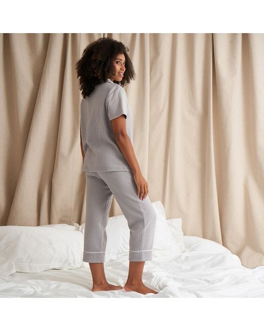 Pretty You London Gray Luxury Suite Waffle Short & Shirt Trouser Set