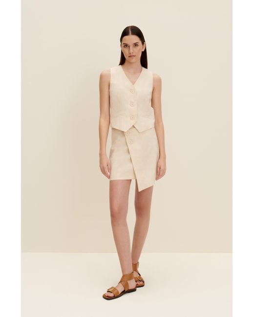 JAAF White Neutrals Asymmetric Mini Skirt In Sandy