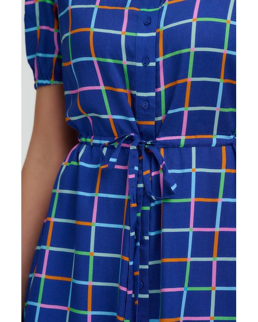 Sugarhill Blue Salma Mini Shirt Dress, Matchstick Check