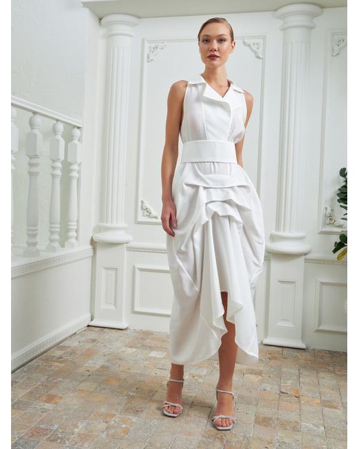Lumina Eligma White The Tuxedo Dress