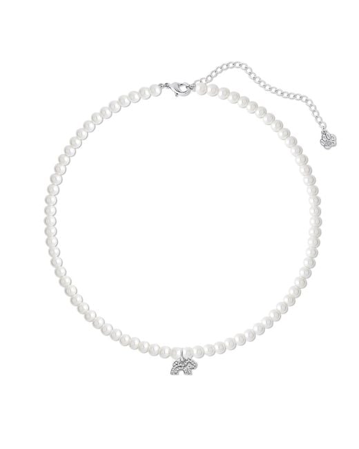 Cloud Haven Metallic Faux-Pearl Logo Pendant Necklace