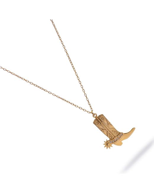 Ebru Jewelry Metallic Western Spirit Cowboy Boot Vermeil Necklace