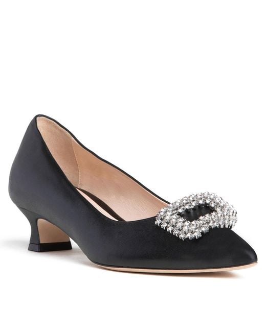 Beautiisoles by Robyn Shreiber Made in Italy Blue Elsie Leather Micro Heel Wedding Valentine Dressy Pump With Jewels