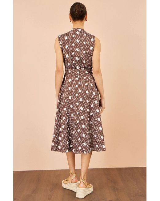 Yumi' Brown Cotton Embroidery Shirt Dress
