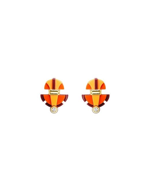 Gissa Bicalho Orange Acrylic Handmade Earring Buriti