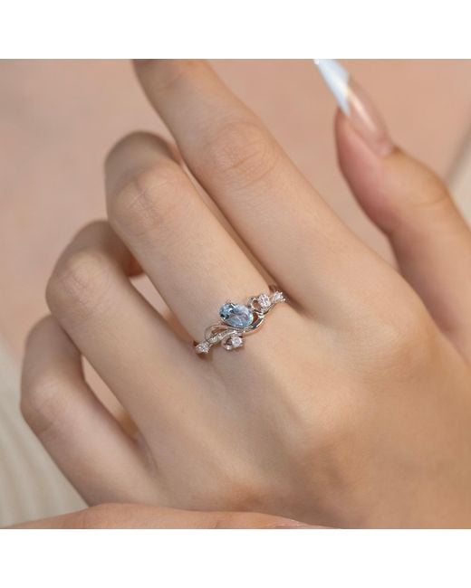 Azura Jewelry New York Blue Water Breathing Wave Topaz Ring Vermeil