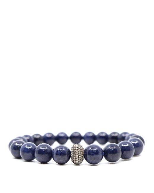Shar Oke Blue Sapphire & Diamond Donut Beaded Bracelet for men