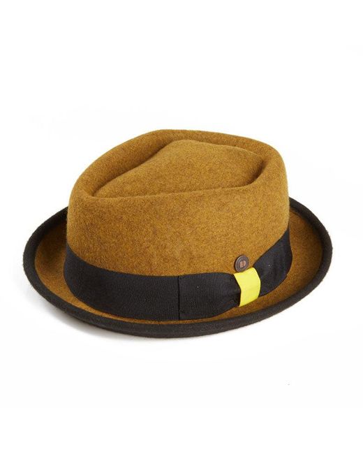 Dasmarca Hats Brown Jackson Mustard Wool Felt Two Toine Porkpie Hat for men