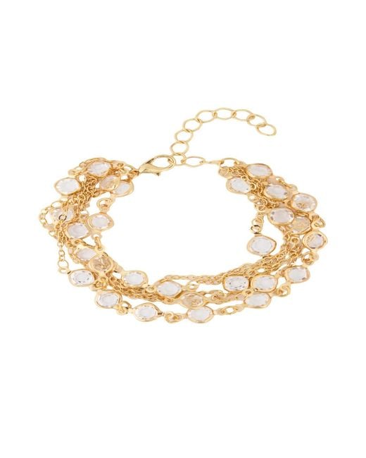 Saachi Metallic Glass Multi Layer Clear Bracelet