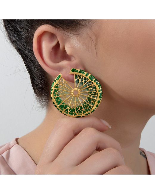 Milou Jewelry Green Lemon Slice Earrings