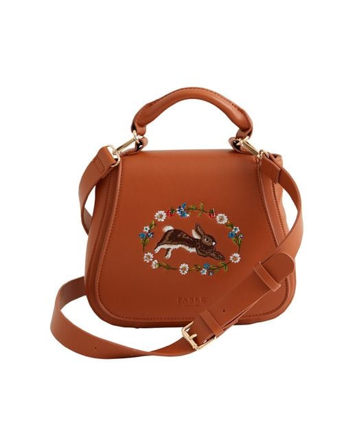Fable England Brown Fable Rabbit Embroidered Mini Vintage Purse Bag