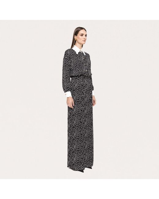 Nissa Black Printed Polka-Dots Viscose Shirt