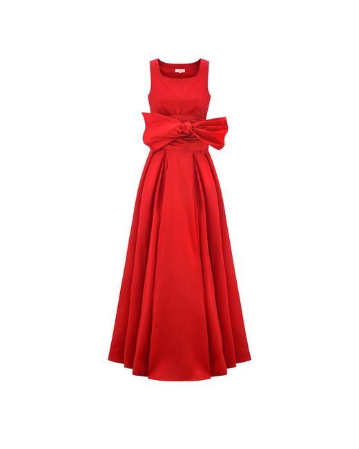 Winifred Mills Red Thais Sleeveless Taffeta Maxi Dress