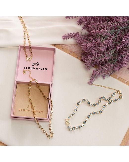 Cloud Haven Metallic Heart Crystal Logo Necklace