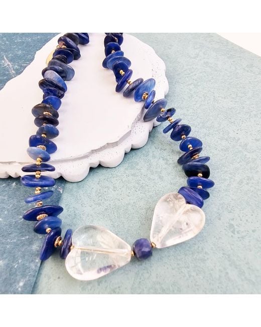 Farra Blue Kyanite With Bowknot Quartz Necklace