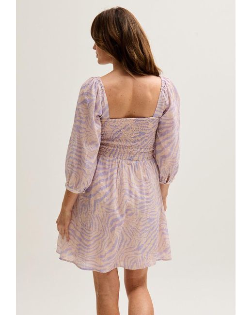 Lily and Lionel Pink Neutrals Lucy Shirred Bodice Banana Check Print Mini Dress