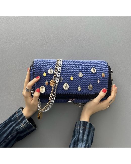 Hilo De Mar Blue Xuntanza Hand Knitted Bag With Medals