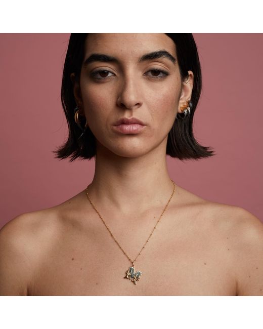 Kasun Metallic Solid X Initial Necklace With Mother Of Pearl
