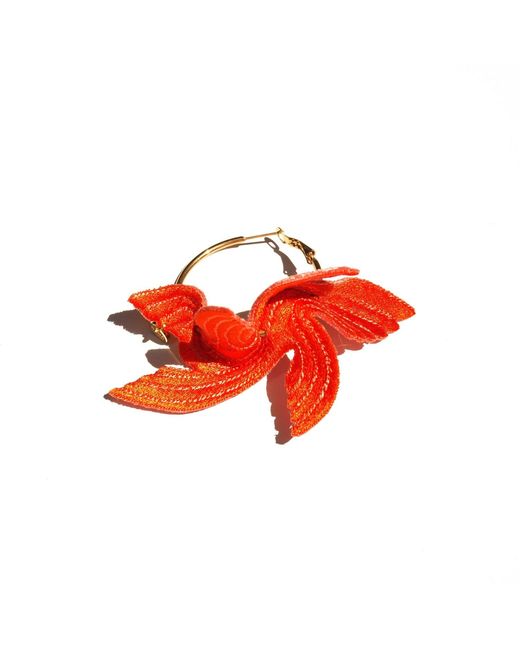 Nana Watanabe Red Joy Little Bird Embroidery Earrings