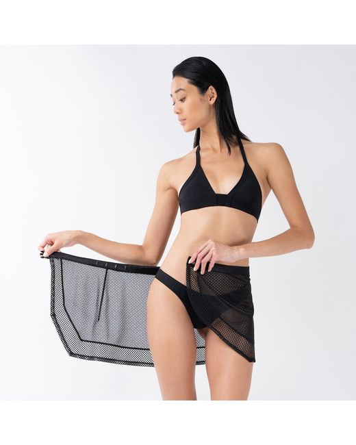 Kim Foley Black Shortie Sarong Beach Cover-Up Athletic Wrap Skirt