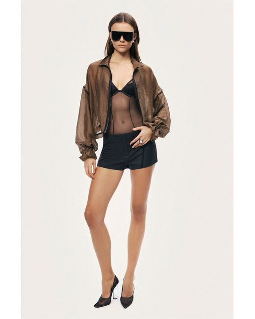 Nocturne Brown Sheer Zip-Front Jacket