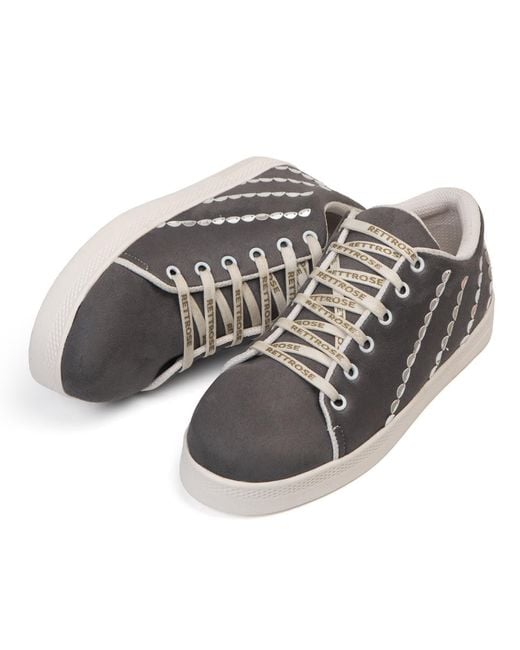 Rettrose Black Ivy Luxury Suede Handmade Embellished Tennis Shoe