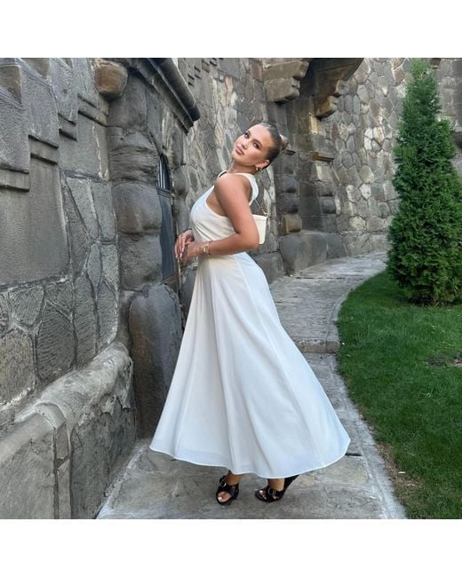 concept A trois White Off Shoulder, Midi Dress