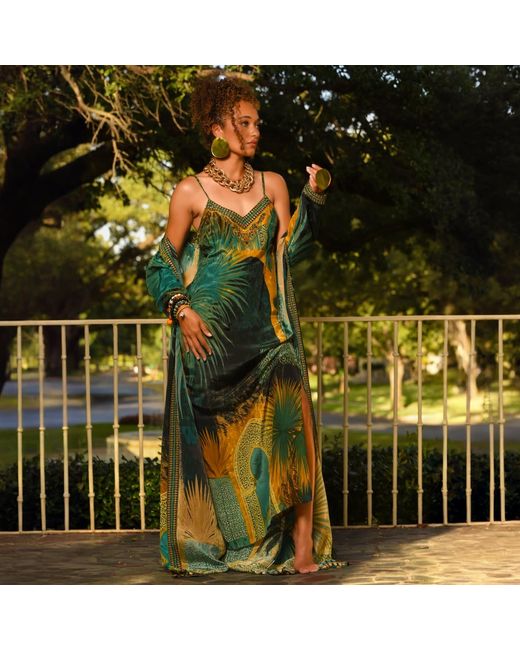 Ana Luisa Green Marrakech Inspired Slip Style Maxi Dress