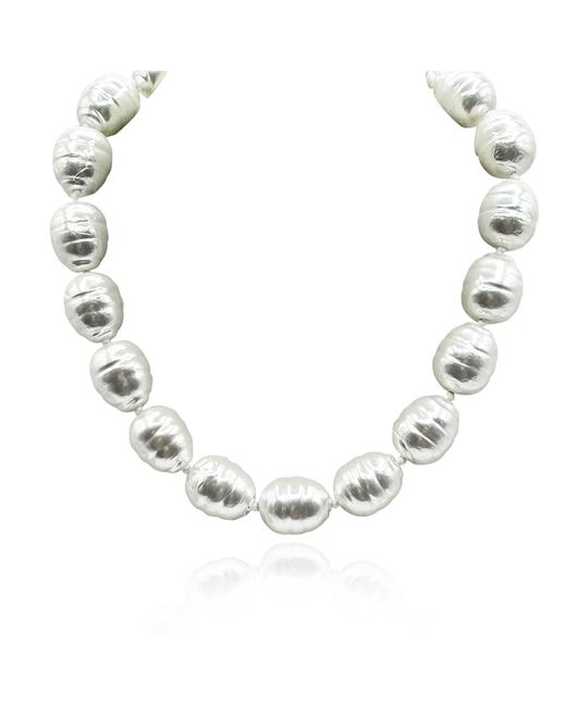 Michael Nash Jewelry Metallic Neutrals Marion Glass Baroque Pearl 20Mm Necklace