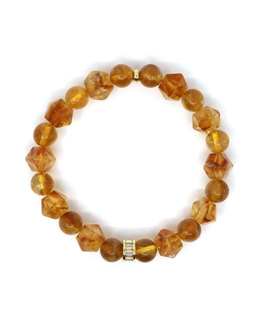 Shar Oke Multicolor Citrine & Cubic Zirconia Baguette Beaded Bracelet for men