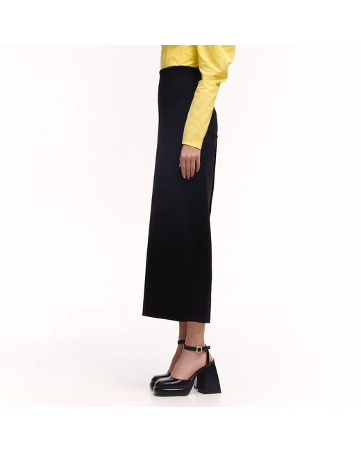 Serotoninn Black Back Slit Midi Skirt